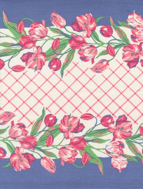 16" Classic Retro Floral Tulips Toweling 920-318