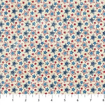 28735-11 American Heartland Cream Multi Star Toss Northcott Fabrics So