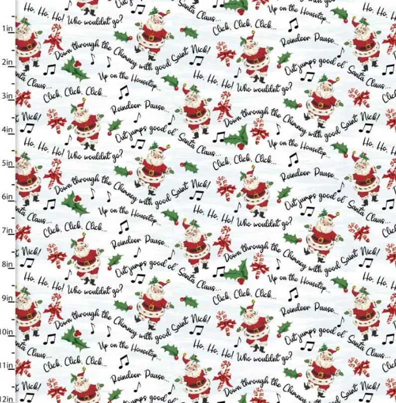 3 Wishes Fabric - Dancing Santas Merry Melody Magic
