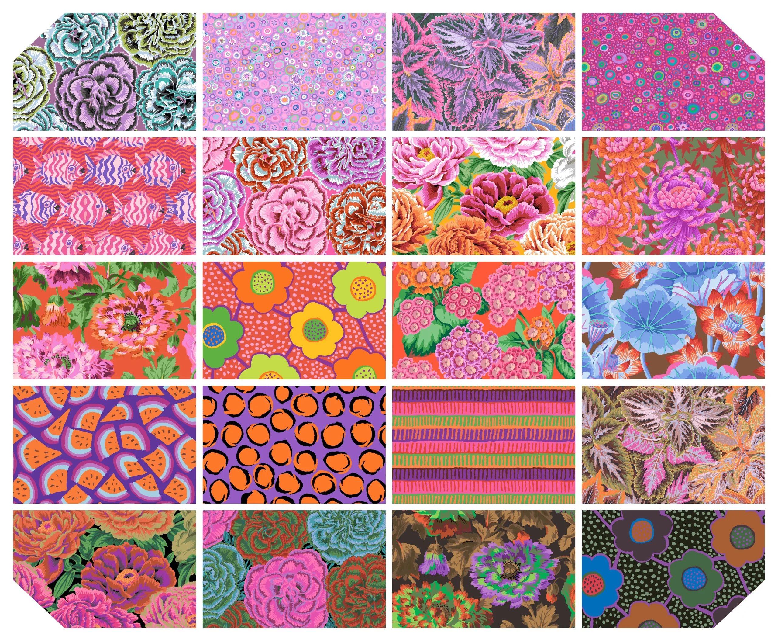 6" 20pcs AUGUST 2025 DESIGN STRIP - HOT FB4DRGP Kaffe Fassett Collective