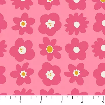 91116-21 Joyful June Pink Blooms Figo Sold By the Half Yard