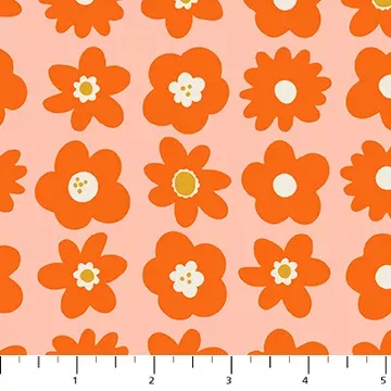 91116-56 Joyful June Orange Blooms Figo Sold By the Half Yard