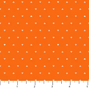 91118-56 Joyful June Orange Ditsy Hearts Figo Sold By the Half Yard