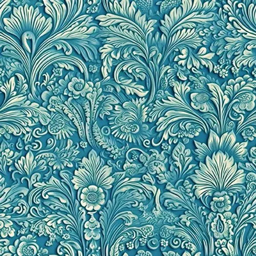 Alabaster Wings: TEAL DAMASK Fabric (1/2 yd)