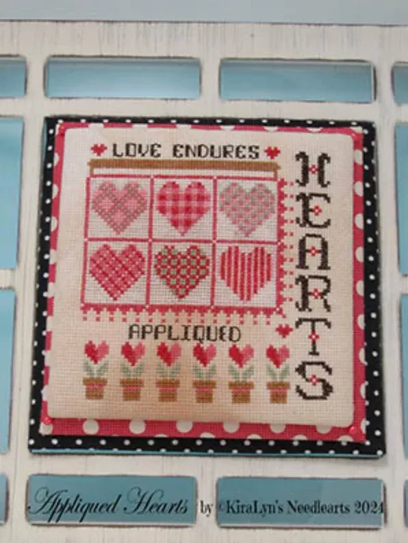 Appliquéd Hearts Cross Stitch by Kiralyn's Needlearts - PAPER Pattern