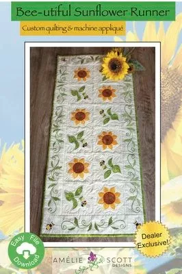 BEE-UTIFUL SUNFLOWER RUNNER Machine Embroidery Applique Pattern