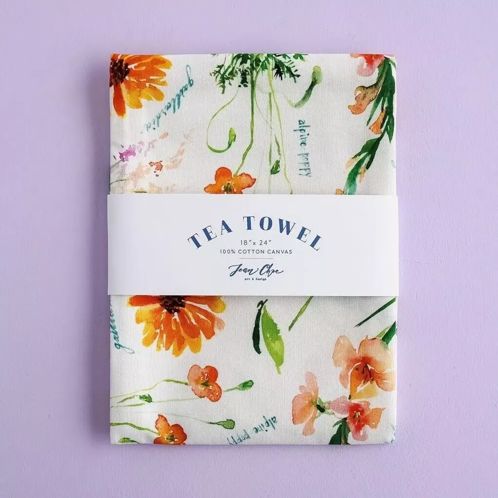 Botanical Rainbow - Orange -Kitchen Tea Towel