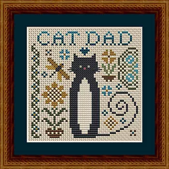Cat Dad Cross Stitch by Happiness Is Heartmade - Paper Pattern