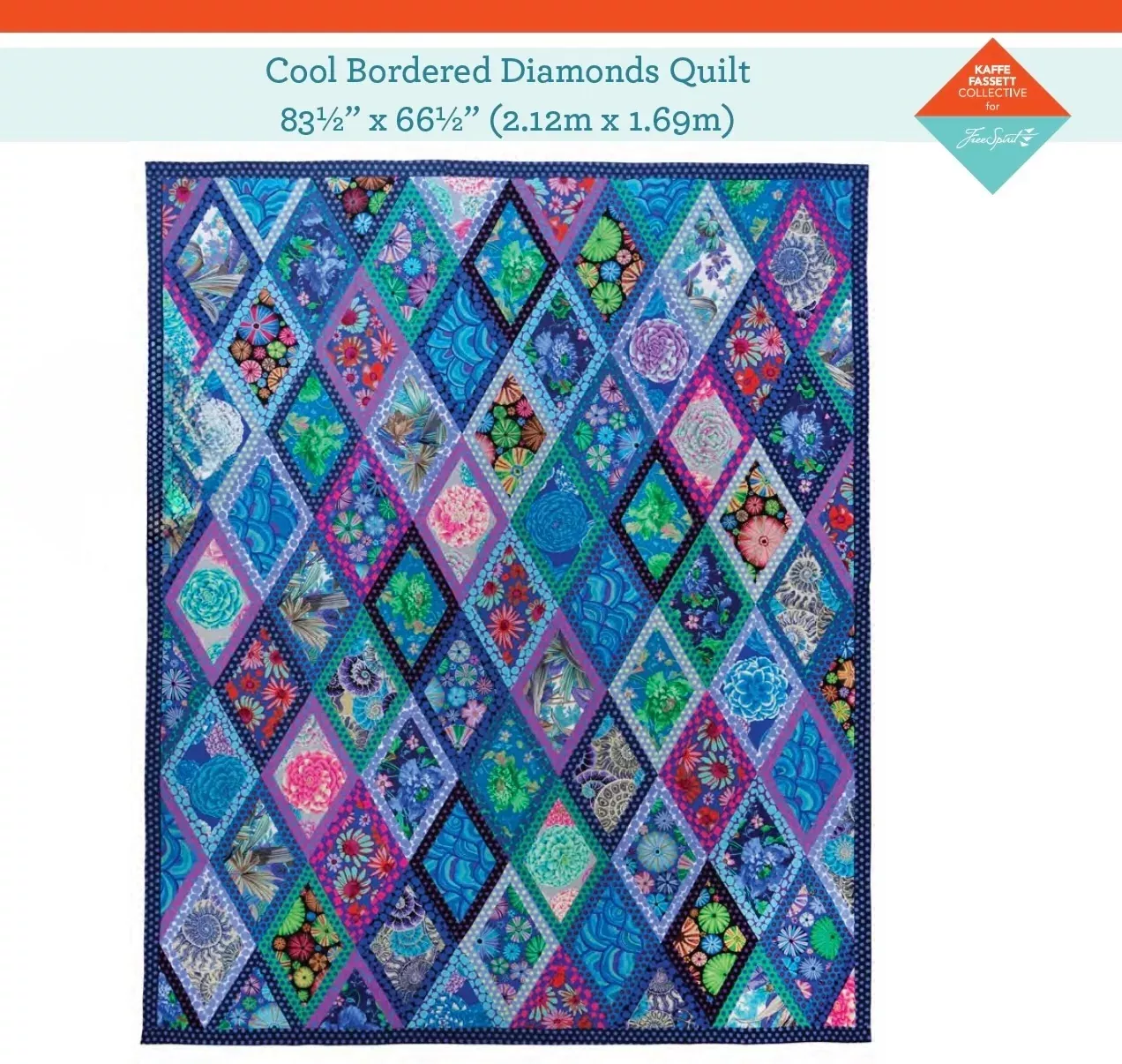 Cool Bordered Diamonds Quilt – Fabric Pack -83.5" X 66.5" - Kaffe Fassett Collective - Quilts in London
