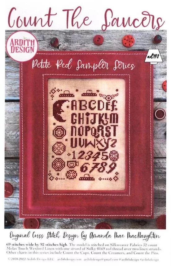 Count the Saucers Cross Stitch by Ardith Design - PAPER Pattern