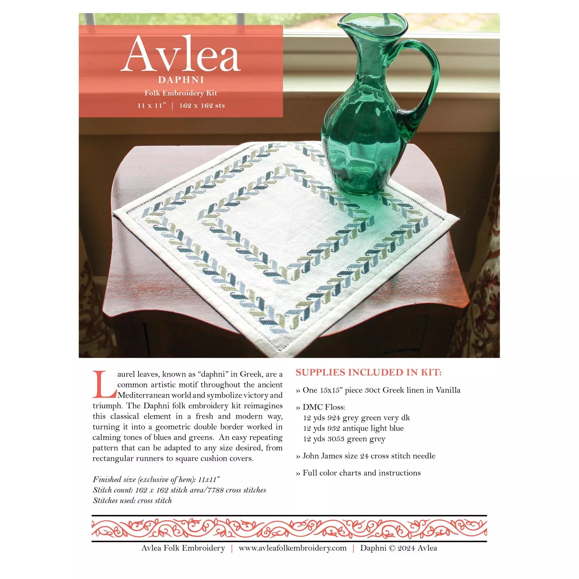 Daphni Cross Stitch Kit - Avlea Folk Embroidery