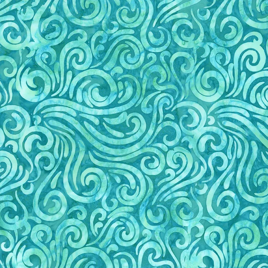 Expressions Batiks Daisy Dots: TEMPO TEAL Fabric (1/2 yd)