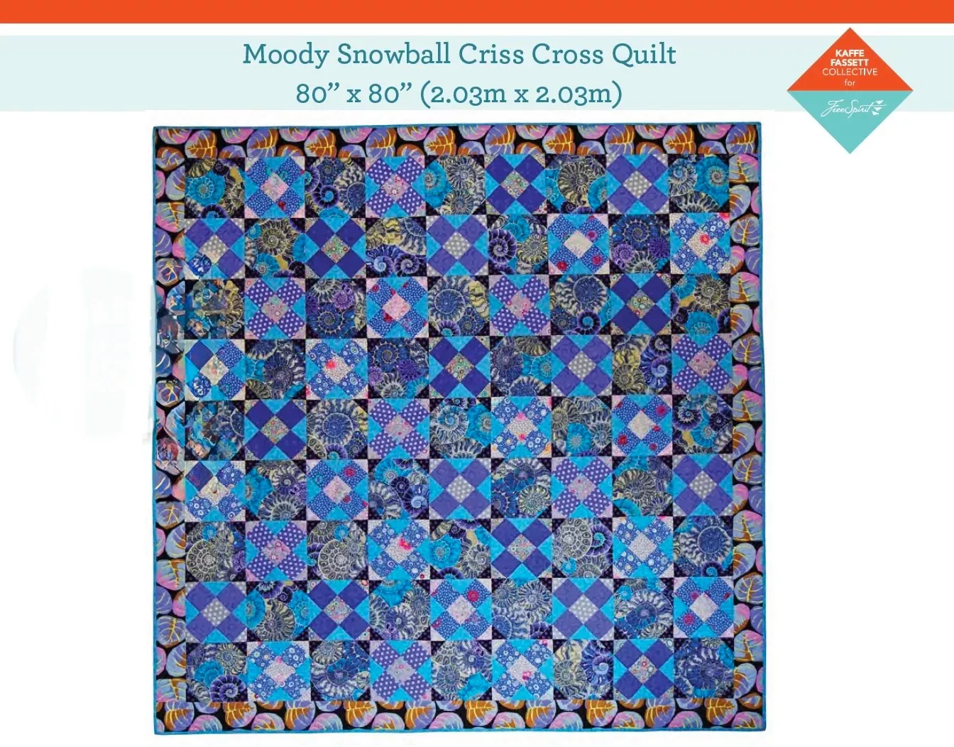 Moody Snowball Criss Cross Quilt – Fabric Pack -80" X 80" - Kaffe Fassett Collective - Quilts in London