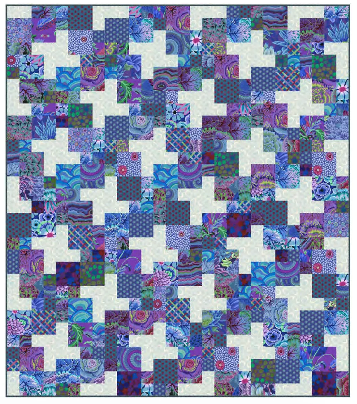 PEANUT BUTTER PINWHEELS QUILT KIT - ROYAL - Kaffe Fassett Collective Fabrics