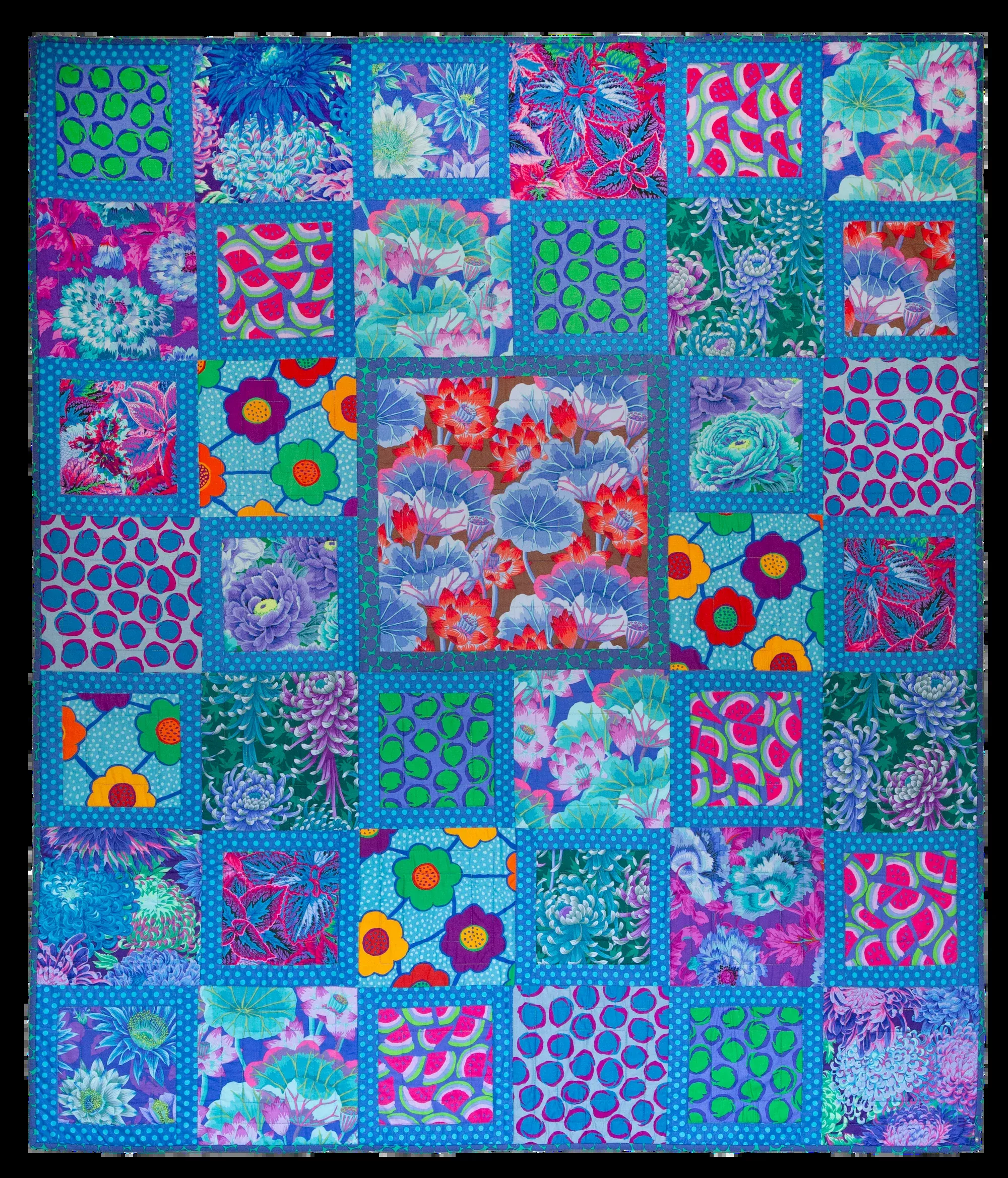 PRE-ORDER Deep Sea Square Quilt – Fabric Pack -66 1/2" x 77 1/2" - Kaffe Fassett Collective - Quilts at an English Manor House