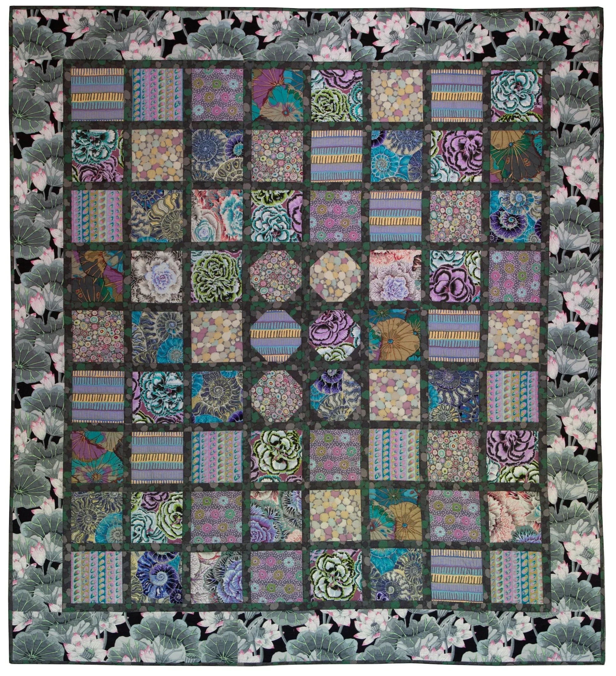 PRE-ORDER Silver Squares Quilt – Fabric Pack - 69 1/2" x 76 1/2" - Kaffe Fassett Collective - Quilts at an English Manor House