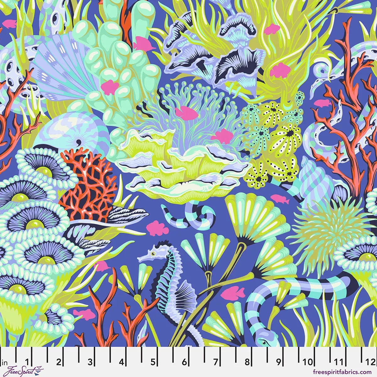 Reef What You Sew MARINE Floral Reef by Tula Pink Sold by the Half Yar