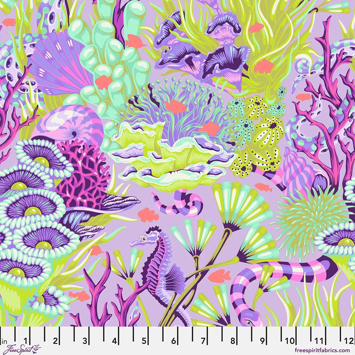Reef What You Sew ULTRAVIOLET Floral Reef by Tula Pink Sold by the Hal