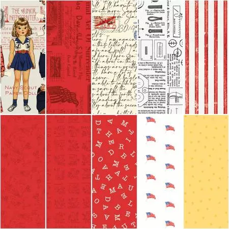 Sew America 1 Yard Bundle Gray 10pc by J. Wecker Frisch for Riley Blak