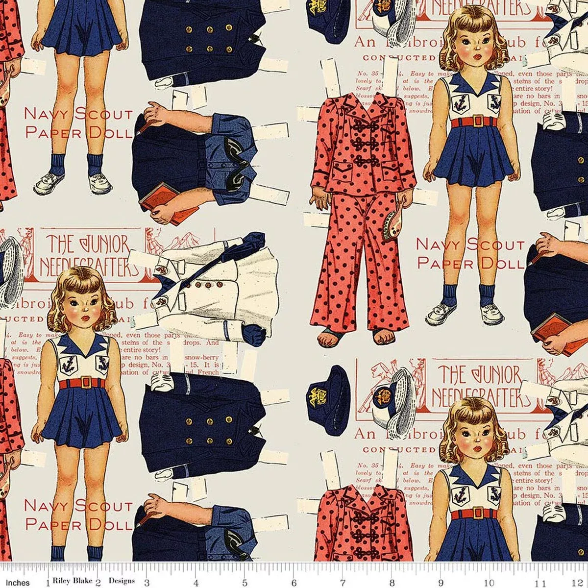 Sew America Navy Scout Paper Doll Gray by J. Wecker Frisch for Riley B