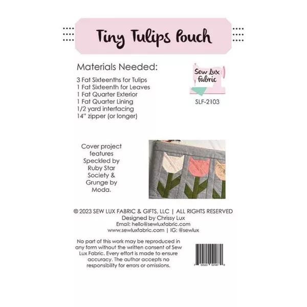 Tiny Tulips Pouch Pattern {Paper}