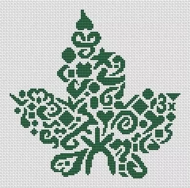Tribal Maple Leaf - White Willow Stitching