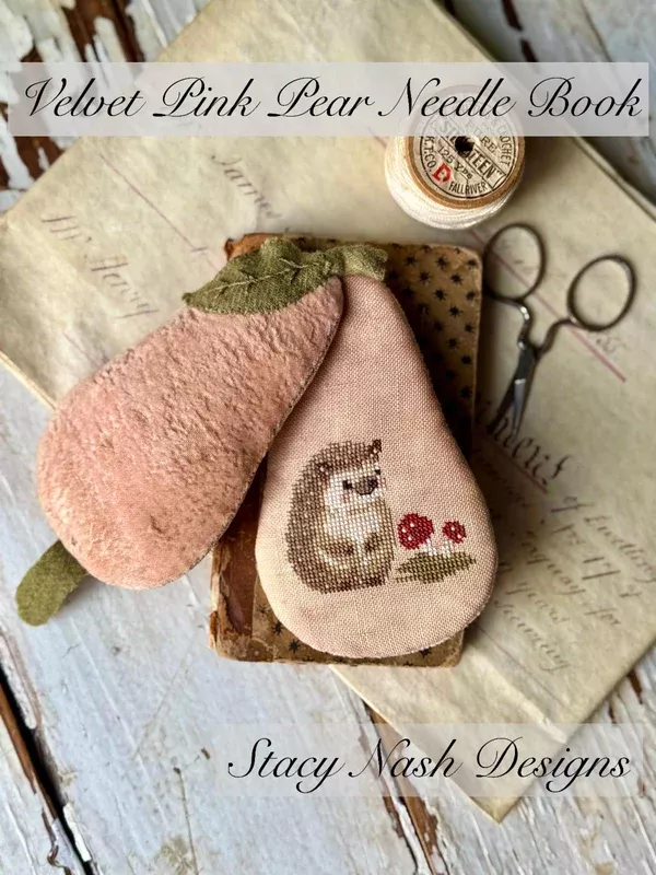 Velvet Pink Pear Needle Book Cross Stitch by Stacy Nash Designs - Paper Pattern