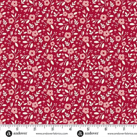 A Woodsy Cottage Amaranth Little Darling Yardage by Judy Jarvi for Andover Fabrics