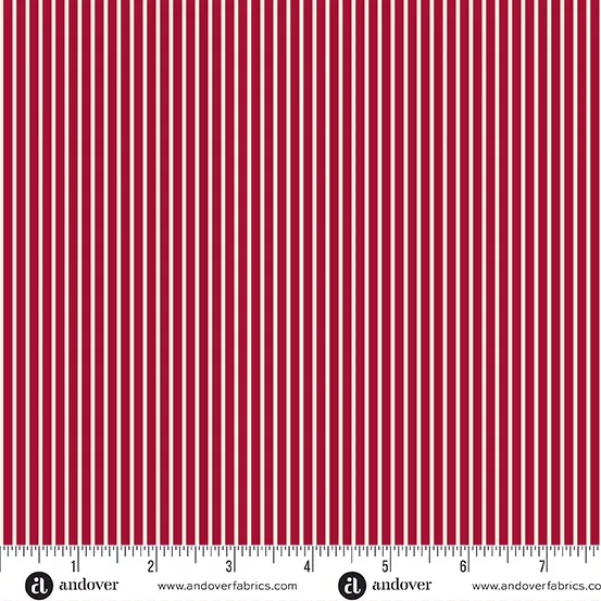 A Woodsy Cottage Dark Cherry Woodsy Cottage Stripe Yardage by Judy Jarvi for Andover Fabrics