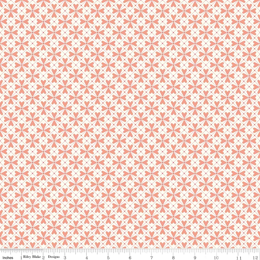 You & Me Cream Hearts Grid Yardage by Sandy Gervais for Riley Blake Designs