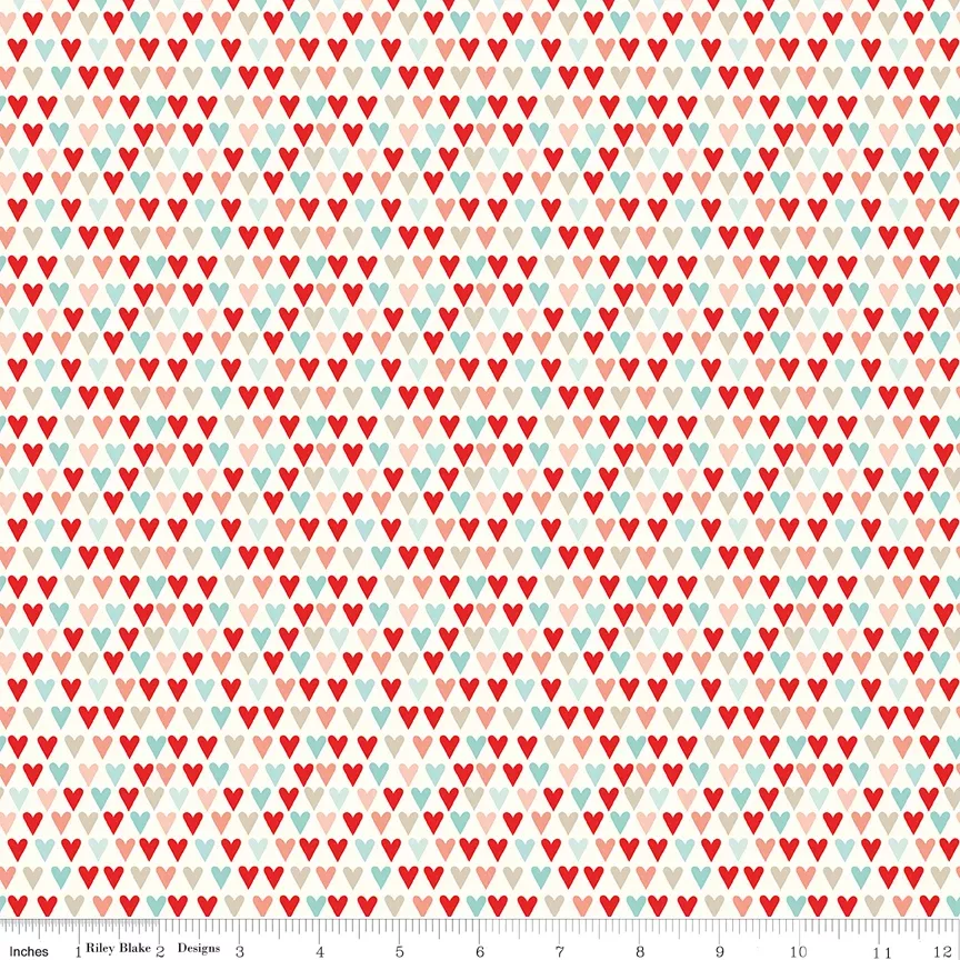 You & Me Cream Hearts Yardage by Sandy Gervais for Riley Blake Designs