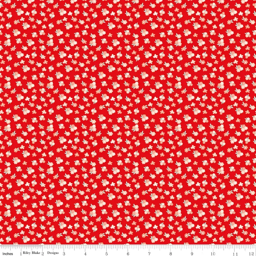 You & Me Red Tossed Floral Yardage by Sandy Gervais for Riley Blake Designs