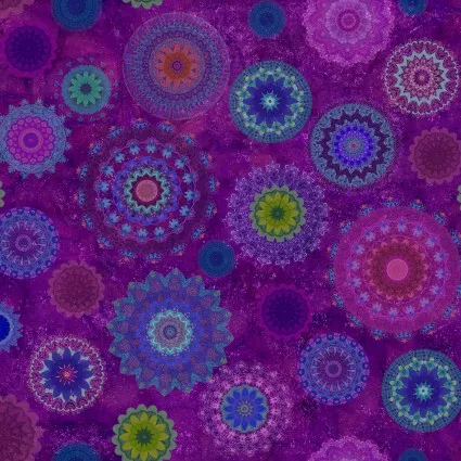 Zen Dark Orchid Digital Medallions by Clothworks Y3761-122