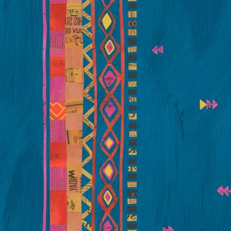Zig Zag Border - Metallic - Peacock - Wish - Carrie Bloomston