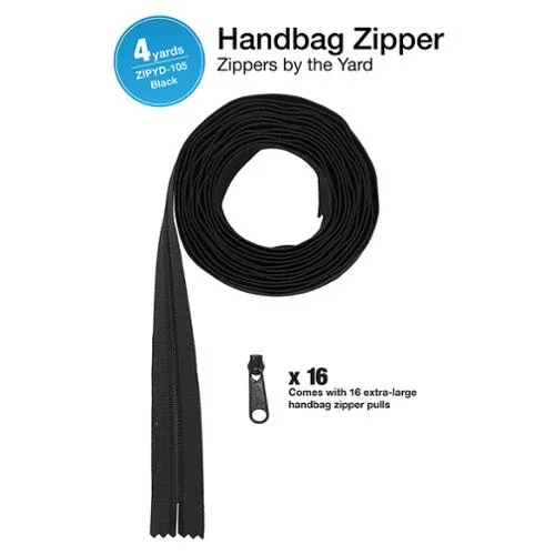 Zipper 4yds with Pulls ZIPYD-105-BLACK