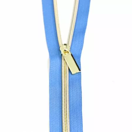 Zippers by the Yard (3 yards #5) Blue Jean Gold (SallieTomato)