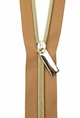 Zippers By The Yard (3 yards #5) Natural Tape Gold Teeth (Sallie Tomato)