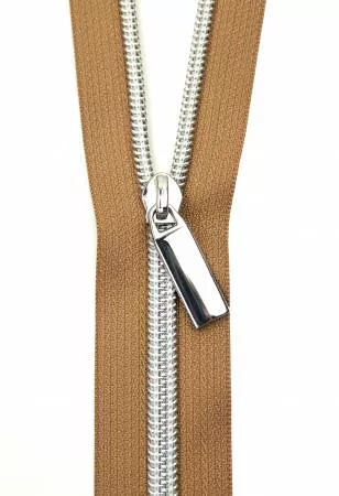 Zippers By The Yard (3 yards #5) Natural Tape Nickel Teeth (Sallie Tomato)
