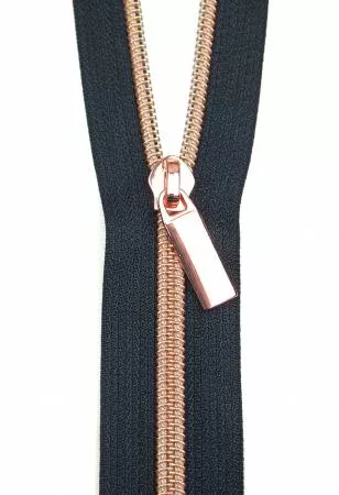 Zippers By The Yard (3 yards #5)/Navy Rose Gold (Sallie Tomato)