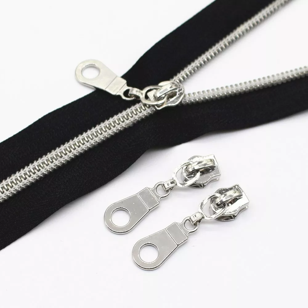Zippers by the Yard - Black with Nickle - 1 Yard & 1 pull